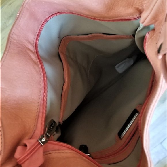 Valentina leather bag Italy,  pink salmon color - Picture 5 of 11